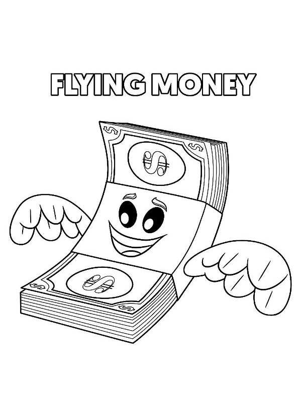 Print flying money emoji movie kleurplaat